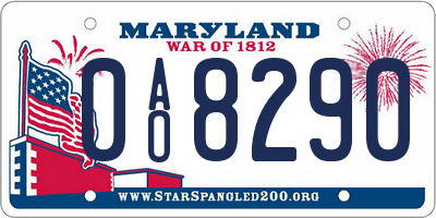MD license plate 0AO8290