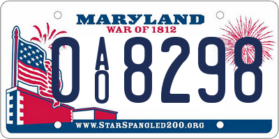 MD license plate 0AO8298