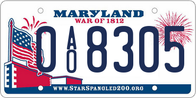 MD license plate 0AO8305