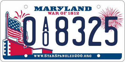MD license plate 0AO8325