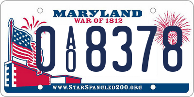 MD license plate 0AO8378
