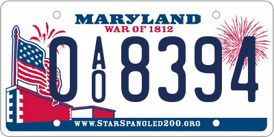 MD license plate 0AO8394