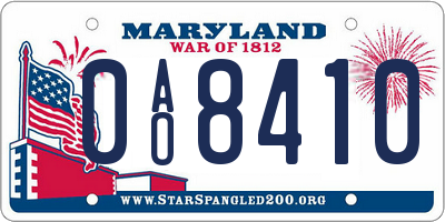 MD license plate 0AO8410