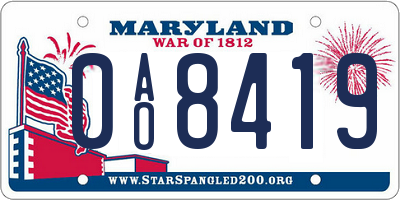 MD license plate 0AO8419