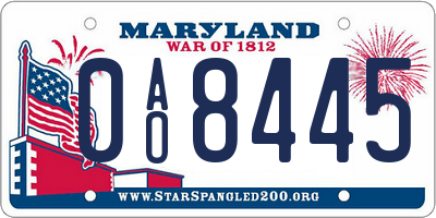 MD license plate 0AO8445