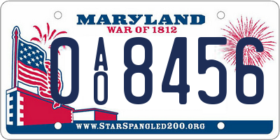 MD license plate 0AO8456