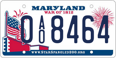 MD license plate 0AO8464