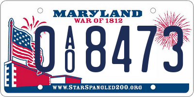 MD license plate 0AO8473