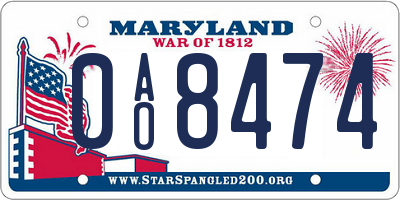 MD license plate 0AO8474