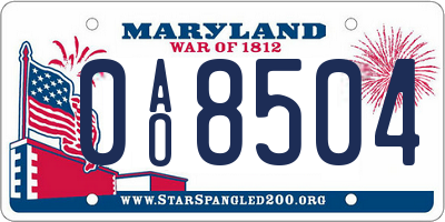 MD license plate 0AO8504