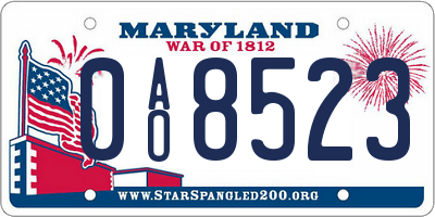 MD license plate 0AO8523