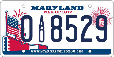 MD license plate 0AO8529
