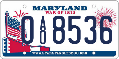 MD license plate 0AO8536