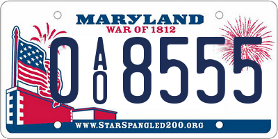 MD license plate 0AO8555