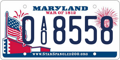 MD license plate 0AO8558