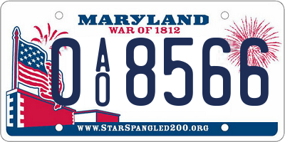 MD license plate 0AO8566