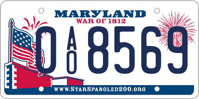 MD license plate 0AO8569