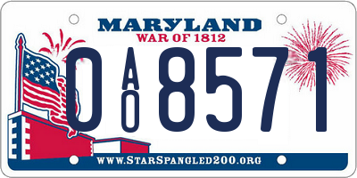 MD license plate 0AO8571