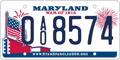 MD license plate 0AO8574