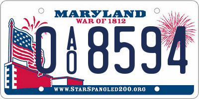 MD license plate 0AO8594
