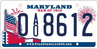MD license plate 0AO8612
