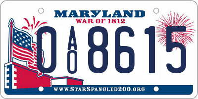 MD license plate 0AO8615