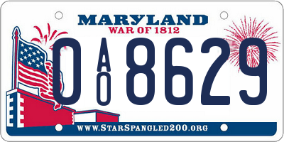 MD license plate 0AO8629
