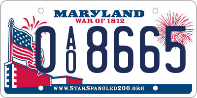 MD license plate 0AO8665