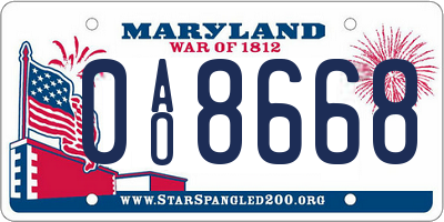MD license plate 0AO8668