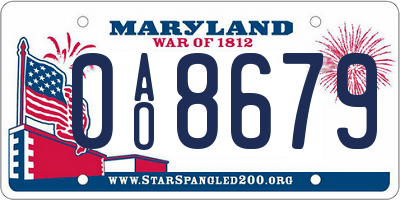MD license plate 0AO8679
