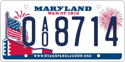 MD license plate 0AO8714