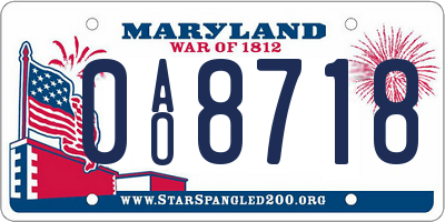 MD license plate 0AO8718