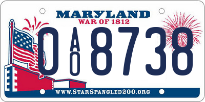MD license plate 0AO8738
