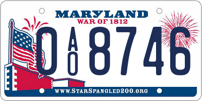 MD license plate 0AO8746
