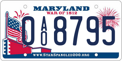 MD license plate 0AO8795
