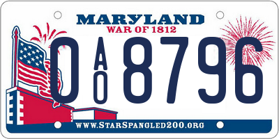 MD license plate 0AO8796