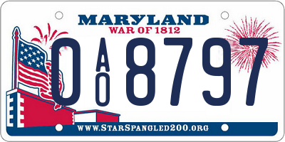 MD license plate 0AO8797