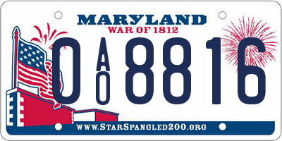 MD license plate 0AO8816