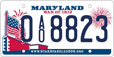 MD license plate 0AO8823