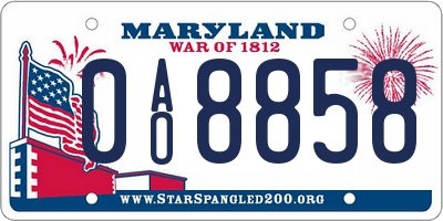 MD license plate 0AO8858