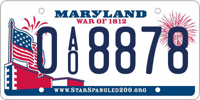 MD license plate 0AO8878