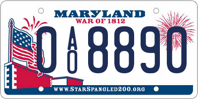 MD license plate 0AO8890