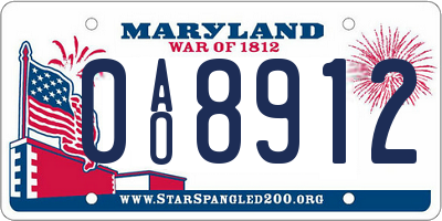 MD license plate 0AO8912