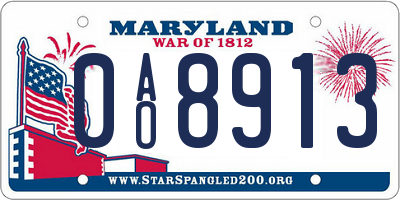 MD license plate 0AO8913