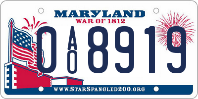 MD license plate 0AO8919