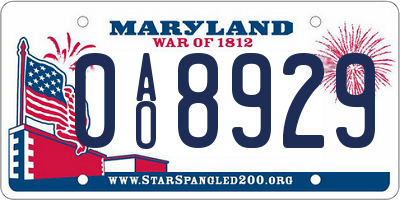 MD license plate 0AO8929