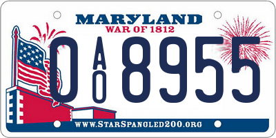 MD license plate 0AO8955