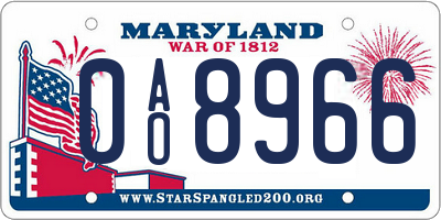 MD license plate 0AO8966