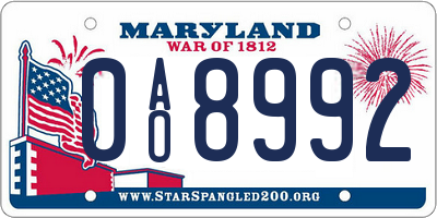 MD license plate 0AO8992