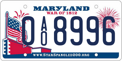 MD license plate 0AO8996